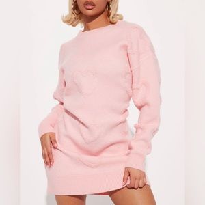 Fashion Nova “Hearts Eyes Pink Sweater Dress”